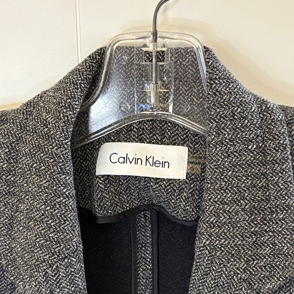 Calvin Klein Women's Charcoal Herringbone Soft Blazer - Picture 2 of 5